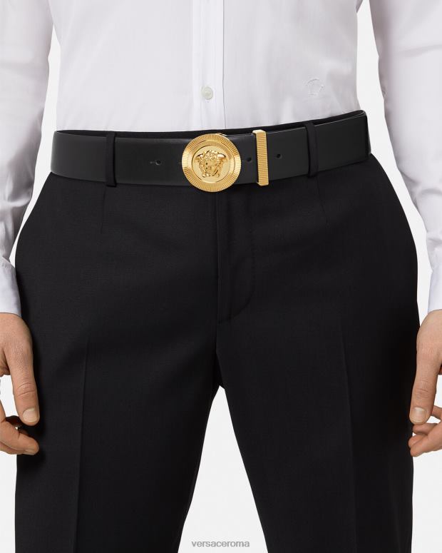 esso Versace uomini cintura in pelle Biggie con Medusa nero JT08Z1611 Accessori