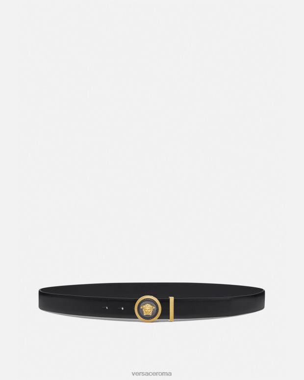 esso Versace uomini cintura in pelle Biggie con Medusa oro nero JT08Z1610 Accessori
