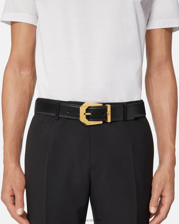 esso Versace uomini cintura in pelle con medusa nero JT08Z1616 Accessori