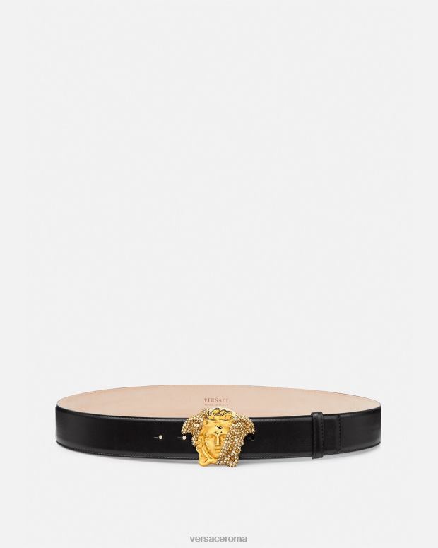 esso Versace uomini cintura in pelle la medusa cristalli nero JT08Z1618 Accessori