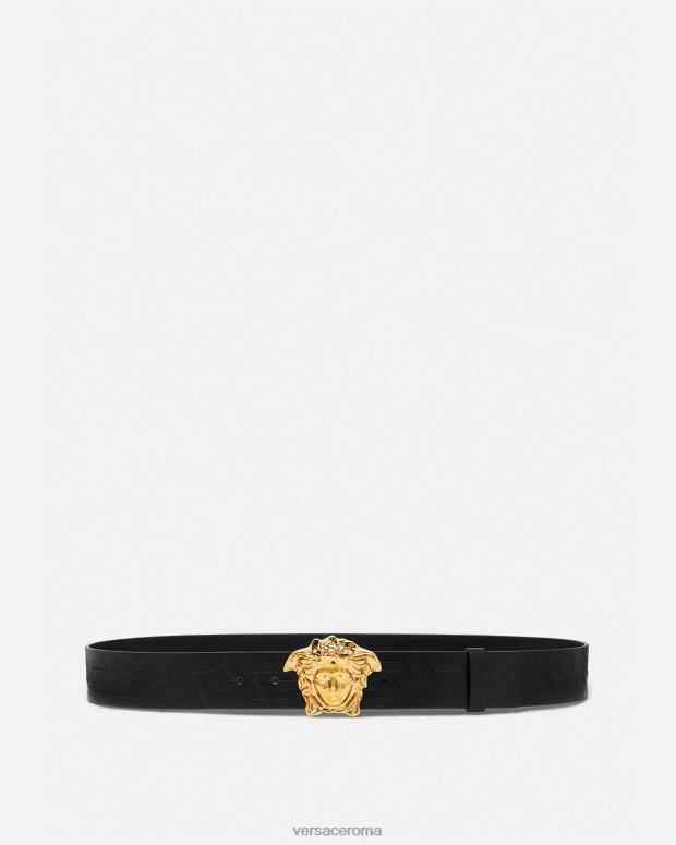 esso Versace uomini cintura in pelle la medusa greca nero JT08Z1623 Accessori