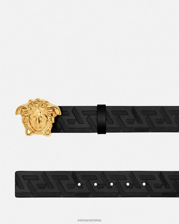 esso Versace uomini cintura in pelle la medusa greca nero JT08Z1623 Accessori
