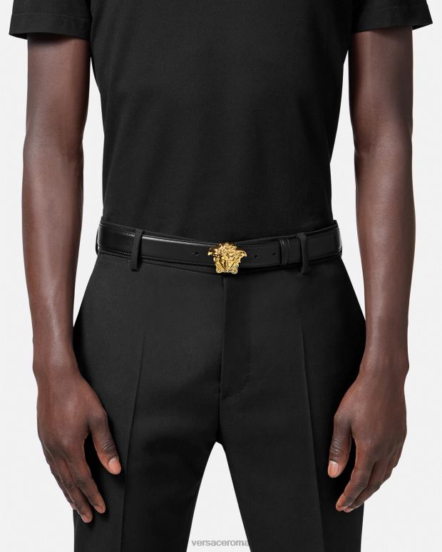 esso Versace uomini cintura in pelle la medusa nero JT08Z1619 Accessori