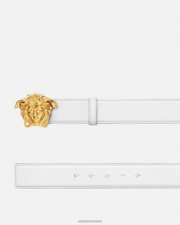 esso Versace uomini cintura in pelle la medusa oro bianco JT08Z1622 Accessori