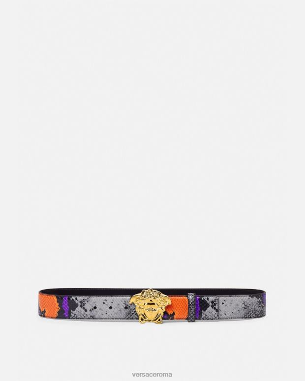 esso Versace uomini cintura in pelle stampa pitone medusa multicolore JT08Z1631 Accessori