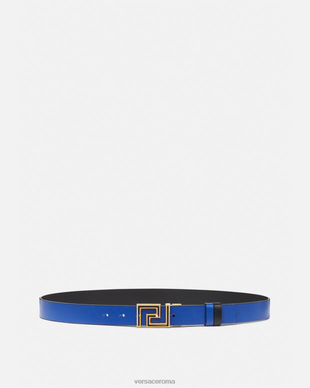 esso Versace uomini cintura reversibile in pelle grecata blu JT08Z1626 Accessori