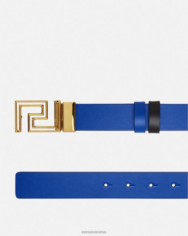 esso Versace uomini cintura reversibile in pelle grecata blu JT08Z1626 Accessori