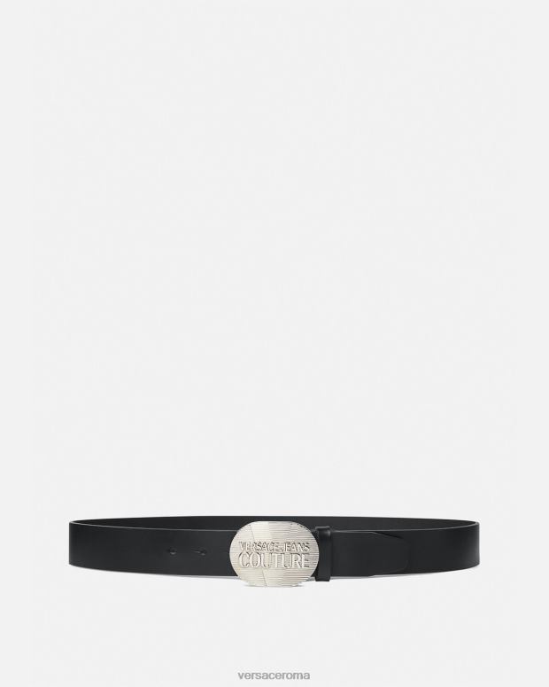 esso Versace uomini cintura rodeo con logo argento nero JT08Z2511 Accessori