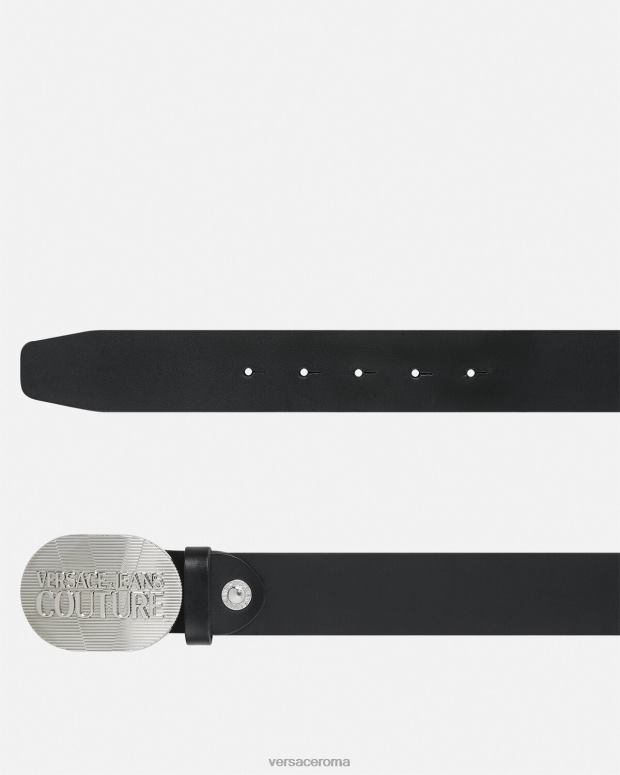 esso Versace uomini cintura rodeo con logo argento nero JT08Z2511 Accessori