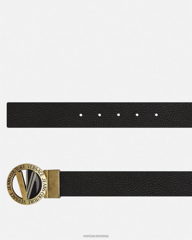 esso Versace uomini cintura rotonda con emblema a V nero JT08Z2473 Accessori