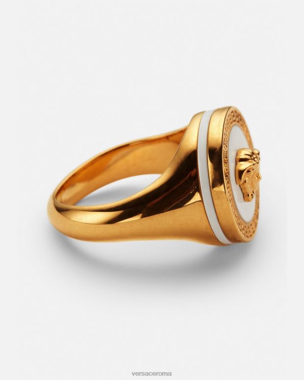 esso Versace uomini anello con medusa in smalto oro e bianco JT08Z1693 Accessori