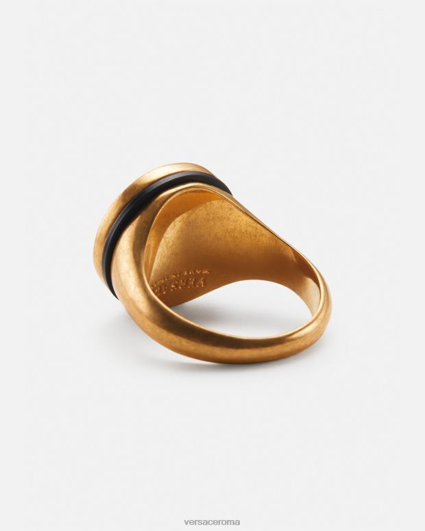 esso Versace uomini anello con medusa in smalto oro nero JT08Z1692 Accessori