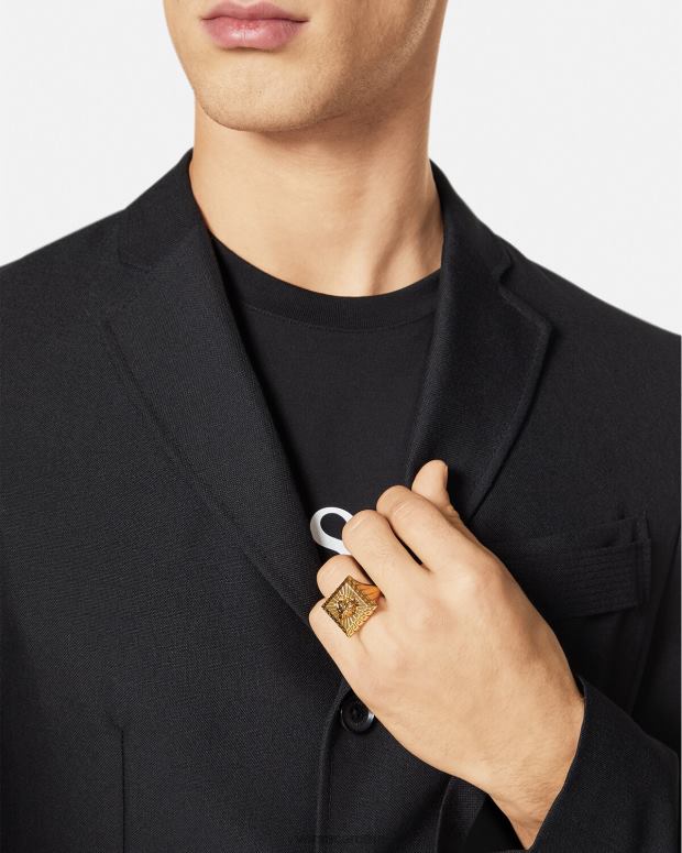 esso Versace uomini anello quadrato con medusa oro JT08Z1691 Accessori