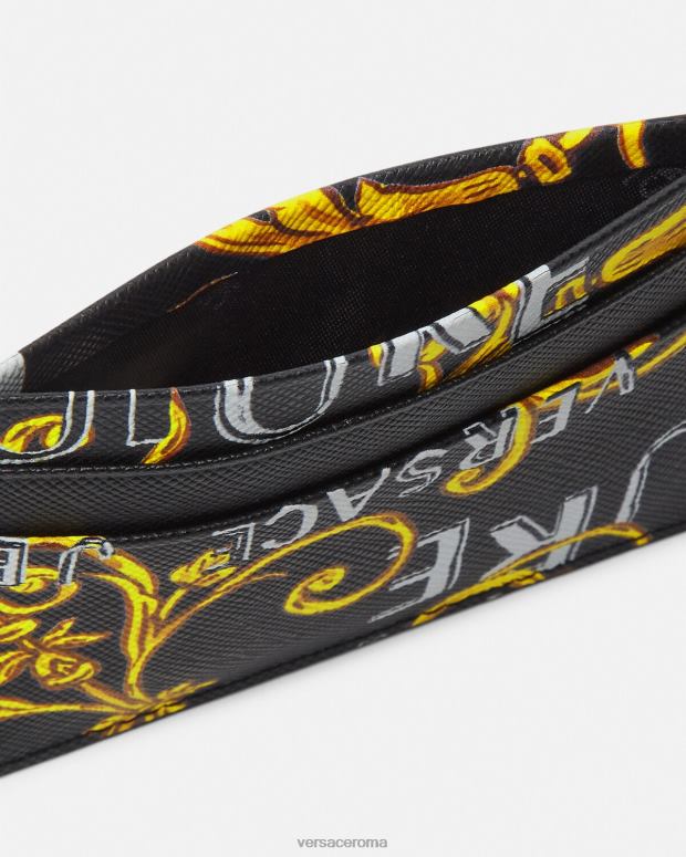 esso Versace uomini portacarte con logo couture oro nero JT08Z2515 Accessori