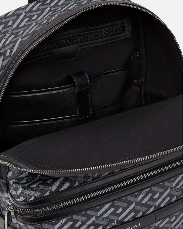 esso Versace uomini zaino firmato la greca nero e grigio JT08Z1487 borse