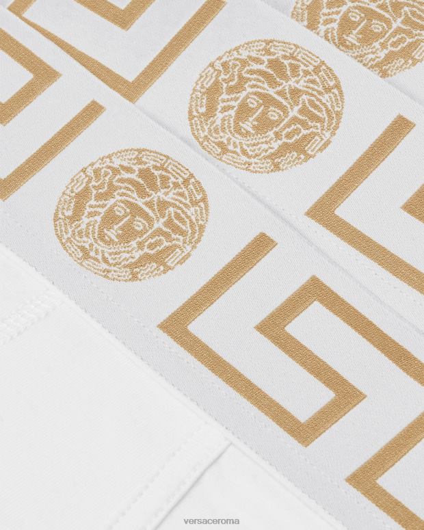 esso Versace uomini confezione da 3 slip con bordo grecata oro bianco JT08Z1780 biancheria intima e costumi da bagno