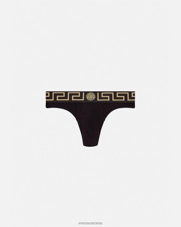 esso Versace uomini perizoma bordo greca nero JT08Z1770 biancheria intima e costumi da bagno