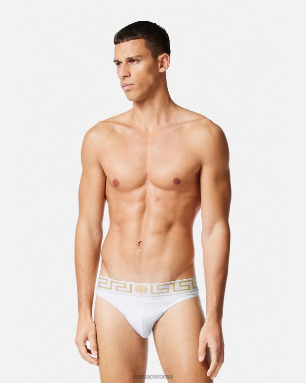 esso Versace uomini perizoma bordo greca oro bianco JT08Z1772 biancheria intima e costumi da bagno