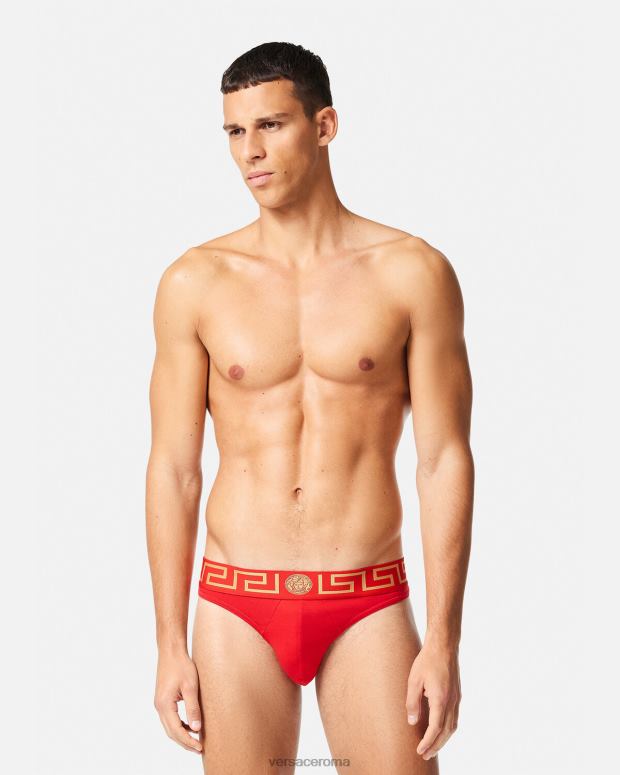 esso Versace uomini perizoma bordo greca rosso JT08Z1771 biancheria intima e costumi da bagno
