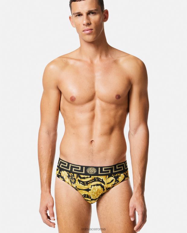 esso Versace uomini slip barocco nero JT08Z1769 biancheria intima e costumi da bagno