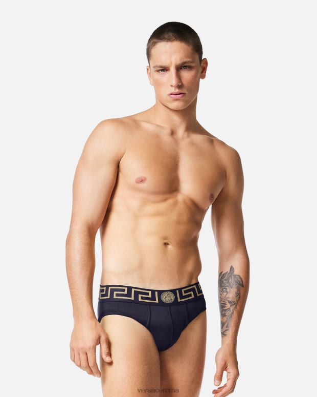 esso Versace uomini slip bordo grecata blu JT08Z1786 biancheria intima e costumi da bagno