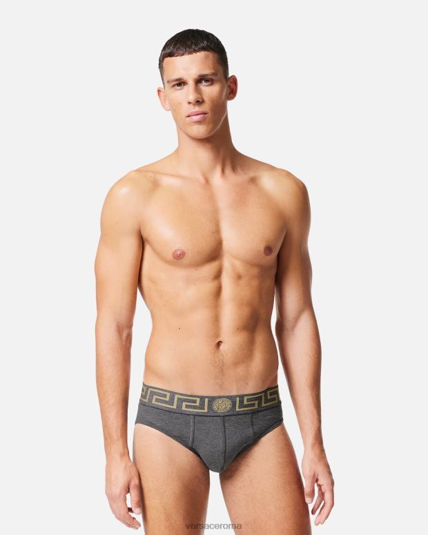 esso Versace uomini slip bordo grecata grigio JT08Z1790 biancheria intima e costumi da bagno