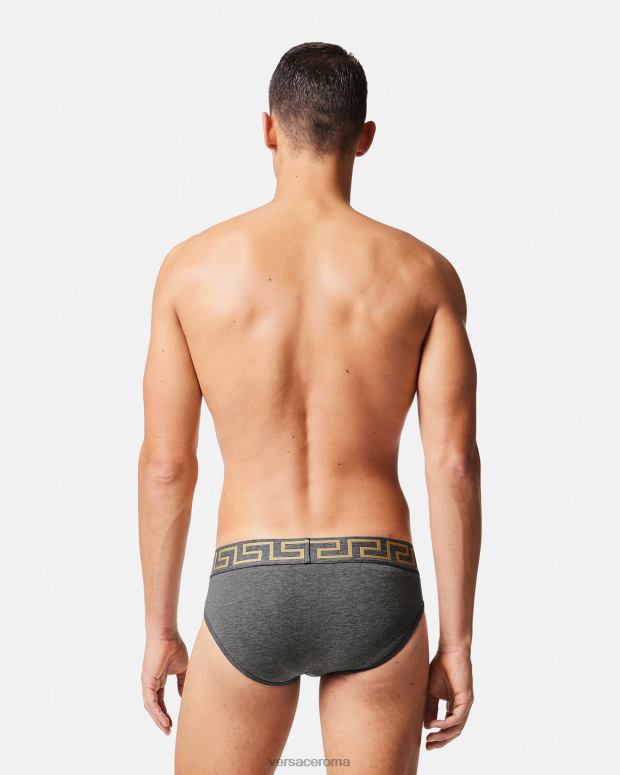 esso Versace uomini slip bordo grecata grigio JT08Z1790 biancheria intima e costumi da bagno