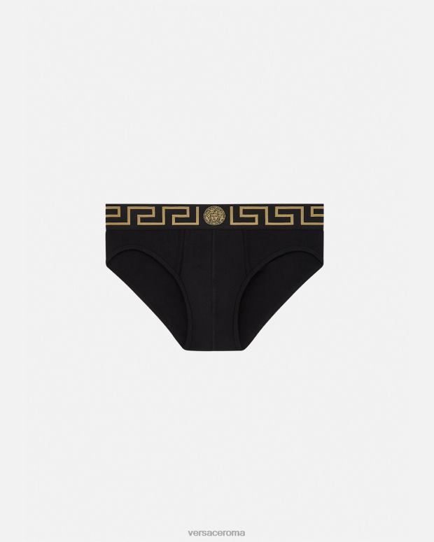 esso Versace uomini slip bordo grecata nero JT08Z1785 biancheria intima e costumi da bagno