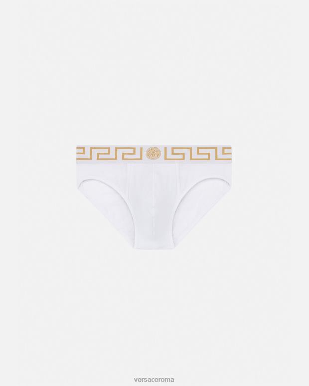 esso Versace uomini slip bordo grecata oro bianco JT08Z1789 biancheria intima e costumi da bagno