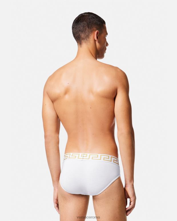 esso Versace uomini slip bordo grecata oro bianco JT08Z1789 biancheria intima e costumi da bagno