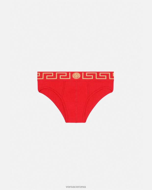 esso Versace uomini slip bordo grecata rosso JT08Z1788 biancheria intima e costumi da bagno