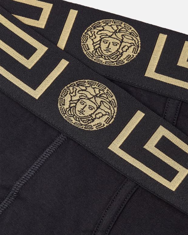 esso Versace uomini slip con bordo greca, confezione da 2 nero JT08Z1782 biancheria intima e costumi da bagno