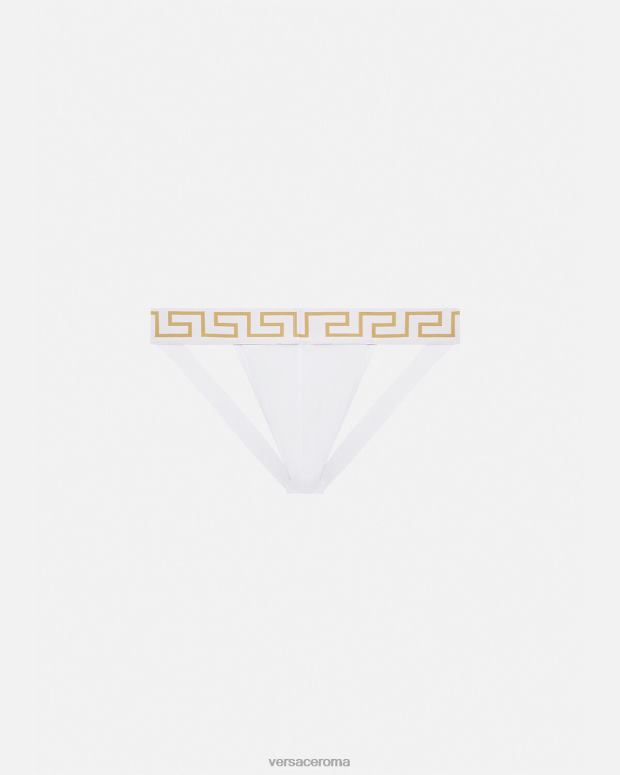esso Versace uomini sospensorio con bordo grecata oro bianco JT08Z1776 biancheria intima e costumi da bagno