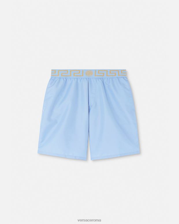 esso Versace uomini Boardshort con bordo greca azzurro JT08Z1799 biancheria intima e costumi da bagno