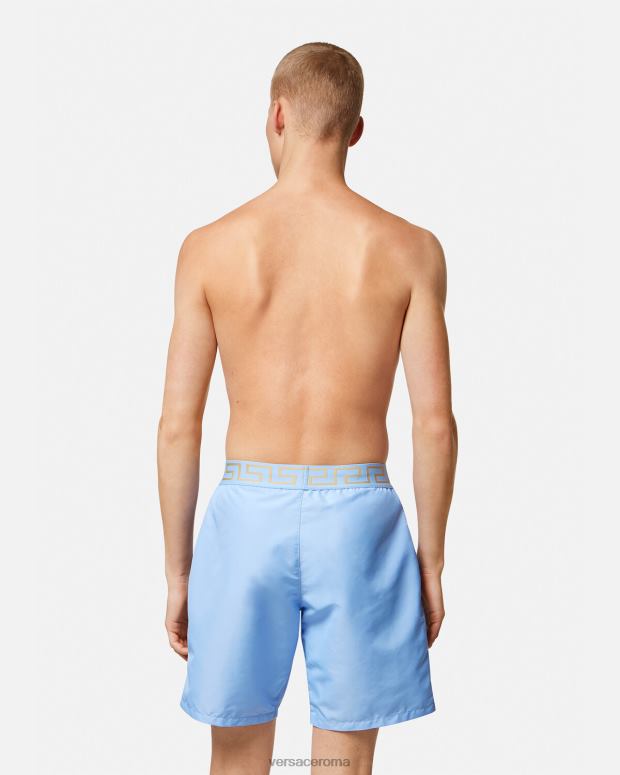 esso Versace uomini Boardshort con bordo greca azzurro JT08Z1799 biancheria intima e costumi da bagno