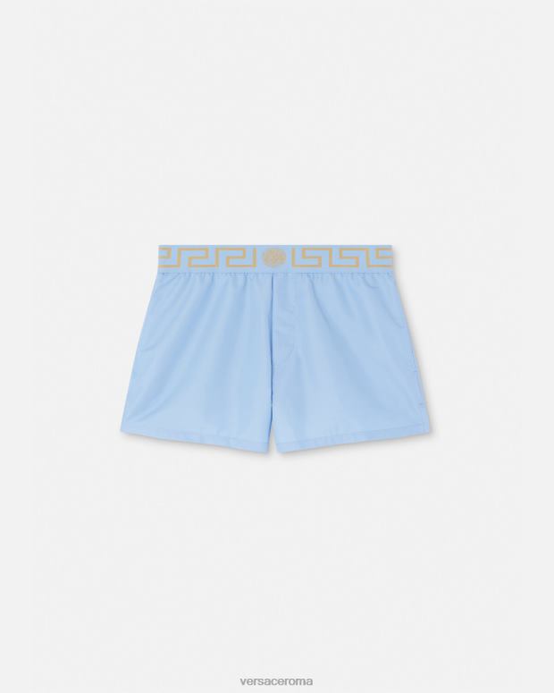 esso Versace uomini Costume da bagno con bordo grecata azzurro JT08Z1796 biancheria intima e costumi da bagno