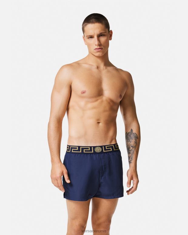 esso Versace uomini Costume da bagno con bordo grecata blu JT08Z1814 biancheria intima e costumi da bagno