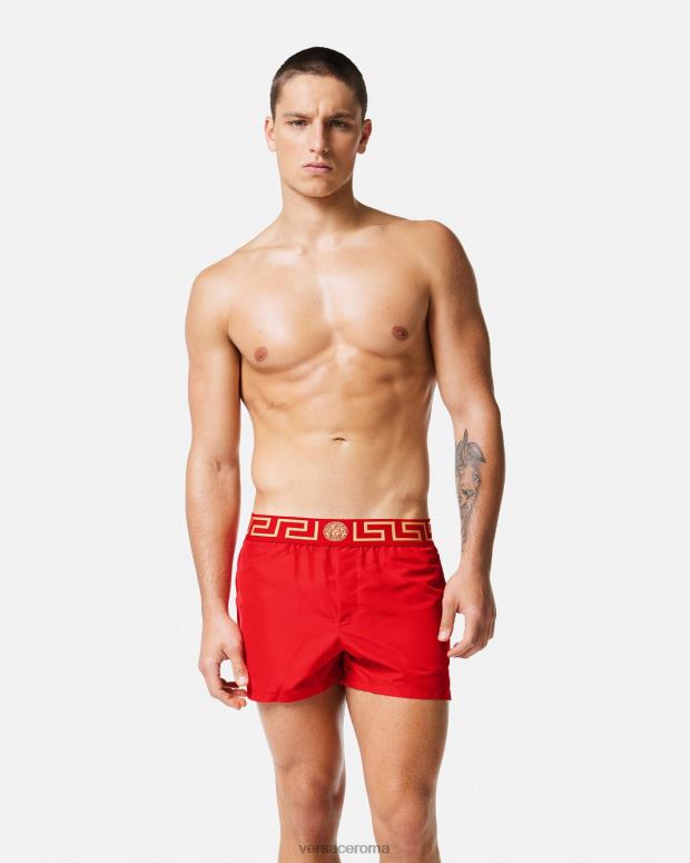 esso Versace uomini Costume da bagno con bordo grecata rosso JT08Z1810 biancheria intima e costumi da bagno