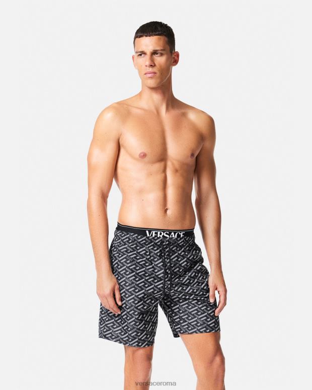esso Versace uomini pantaloncini da surf la greca nero e grigio JT08Z1800 biancheria intima e costumi da bagno