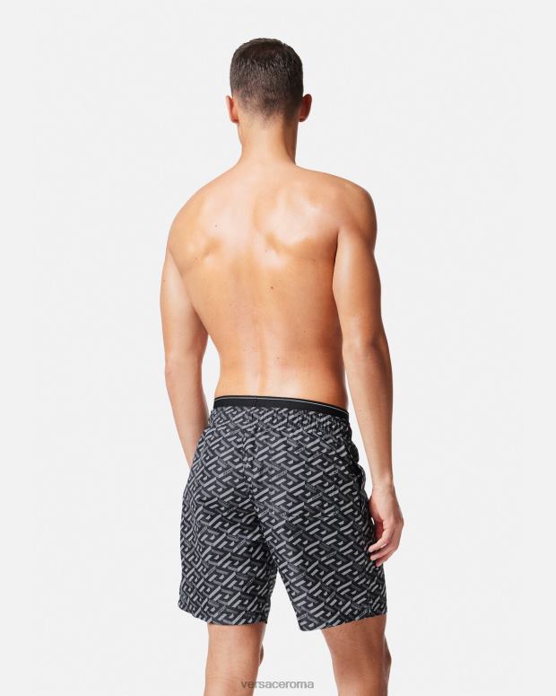 esso Versace uomini pantaloncini da surf la greca nero e grigio JT08Z1800 biancheria intima e costumi da bagno