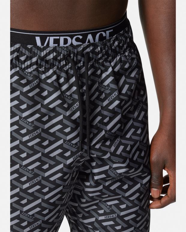 esso Versace uomini pantaloncini da surf la greca nero e grigio JT08Z1800 biancheria intima e costumi da bagno