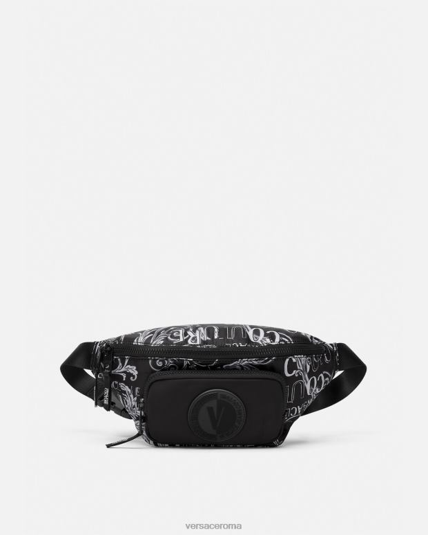 esso Versace uomini marsupio couture con logo nero e grigio JT08Z2494 borse
