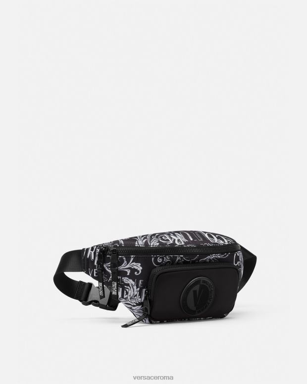 esso Versace uomini marsupio couture con logo nero e grigio JT08Z2494 borse