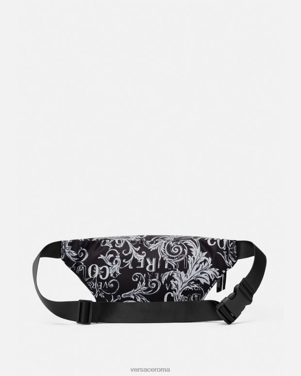 esso Versace uomini marsupio couture con logo nero e grigio JT08Z2494 borse