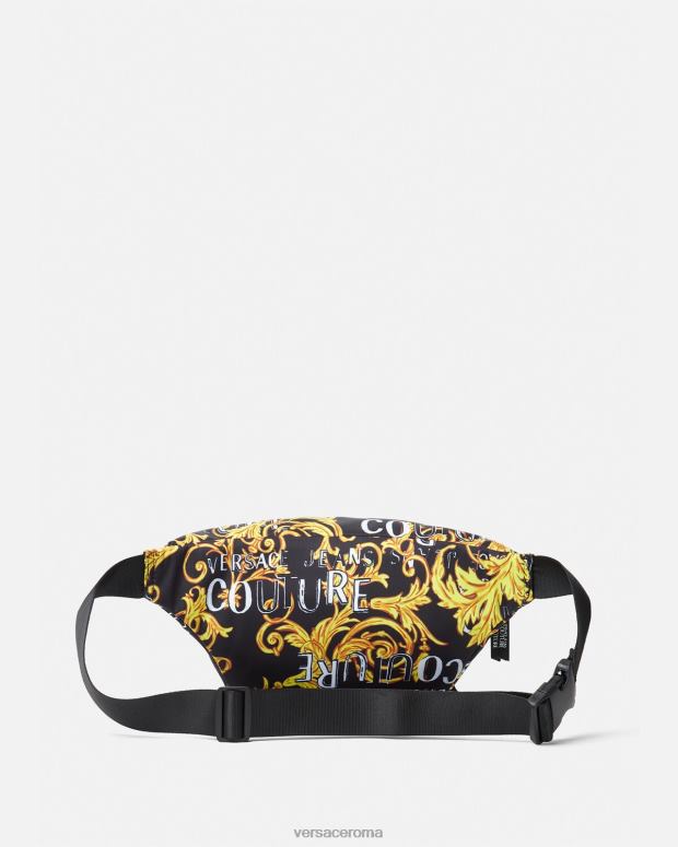 esso Versace uomini marsupio couture con logo oro nero JT08Z2495 borse