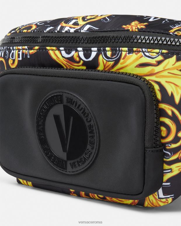 esso Versace uomini marsupio couture con logo oro nero JT08Z2495 borse