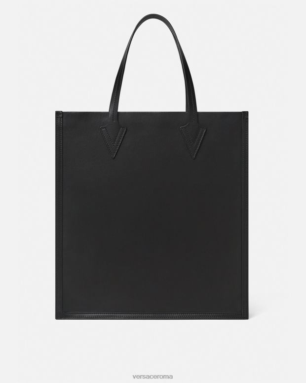 esso Versace uomini Borsa tote alta Greca con borchie nero JT08Z1489 borse