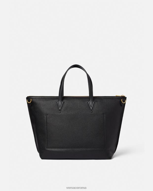 esso Versace uomini Borsa tote con firma V Greca nero JT08Z1490 borse