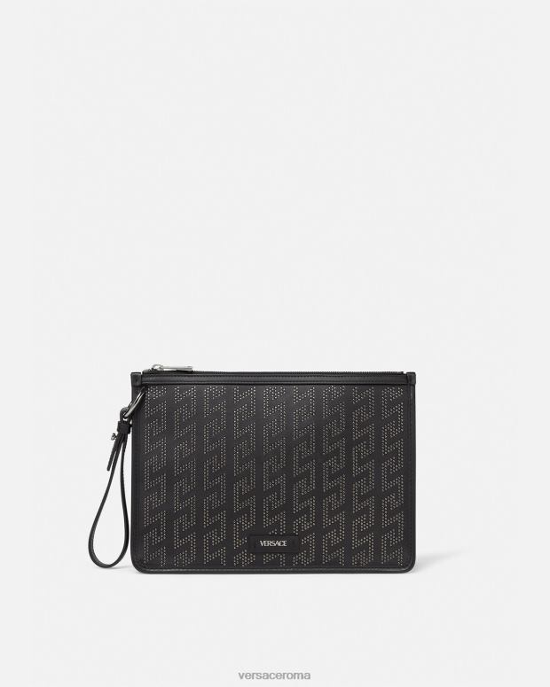 esso Versace uomini borsa a tracolla greca con borchie nero JT08Z1475 borse