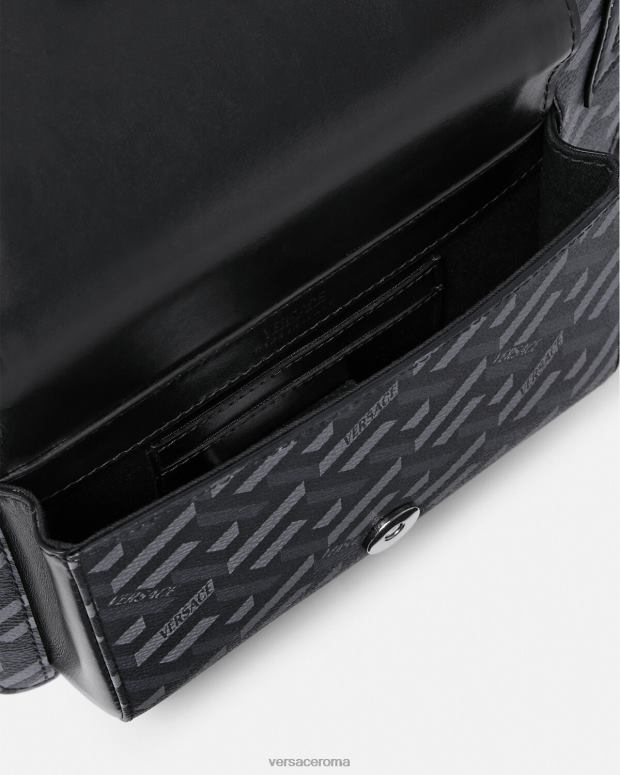 esso Versace uomini marsupio firmato la greca nero e grigio JT08Z1486 borse